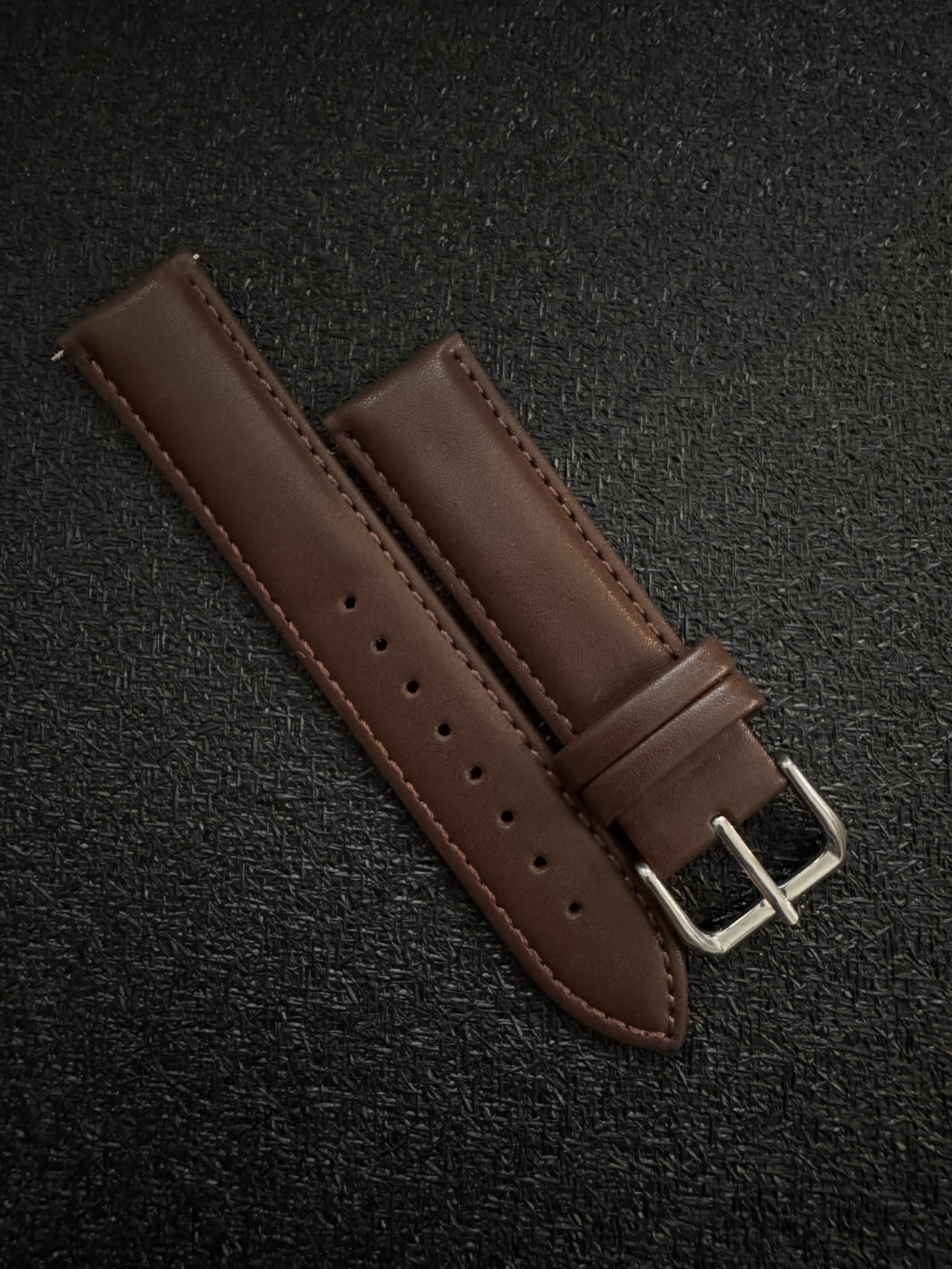 Pasek do Zegarka ze Skóry Naturalnej - Ciemny Brąz - UNIWERSALNY